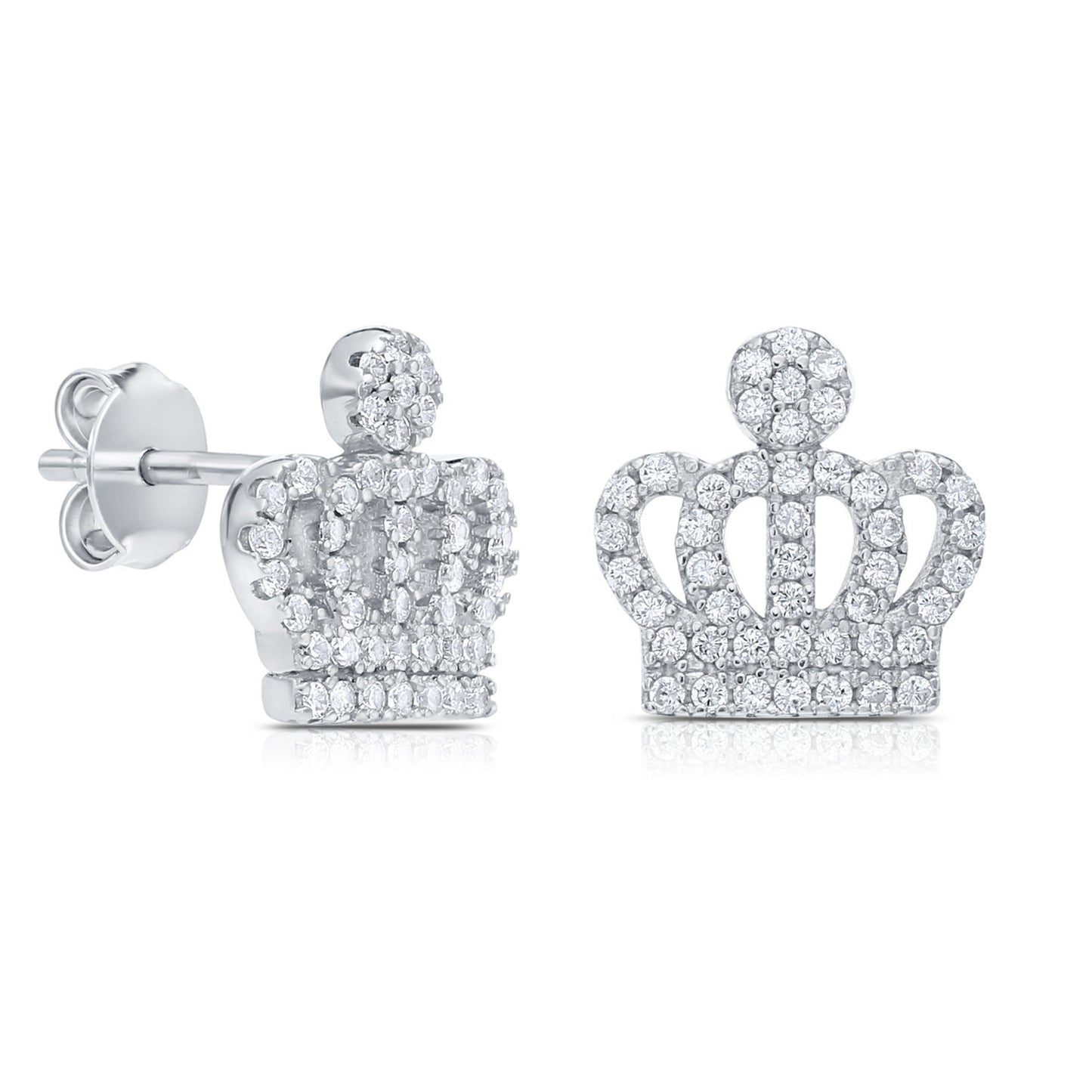 Sterling Silver Royal Crown Stud Earrings