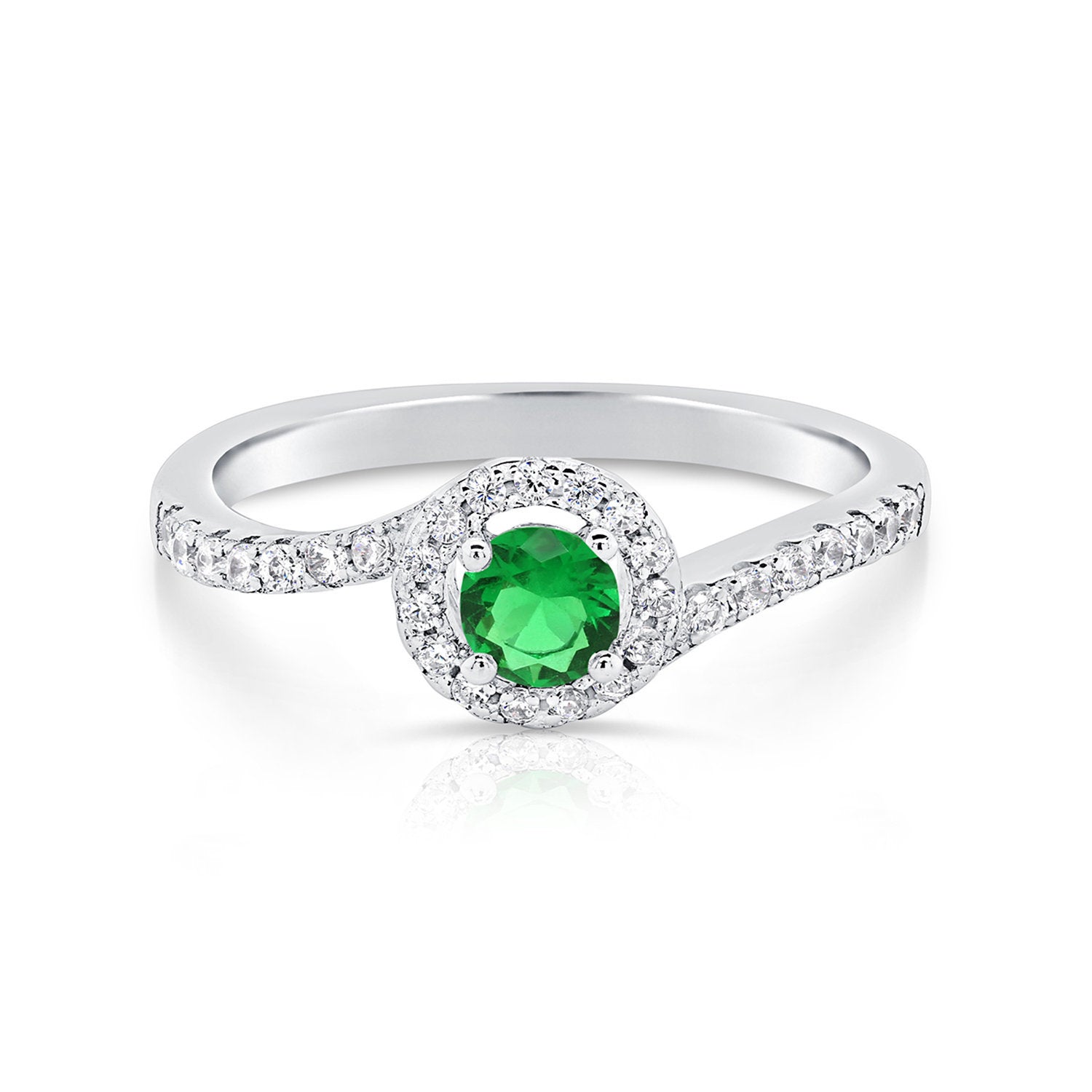 Sterling Silver Solitaire Birthstone Ring, Engagement Style