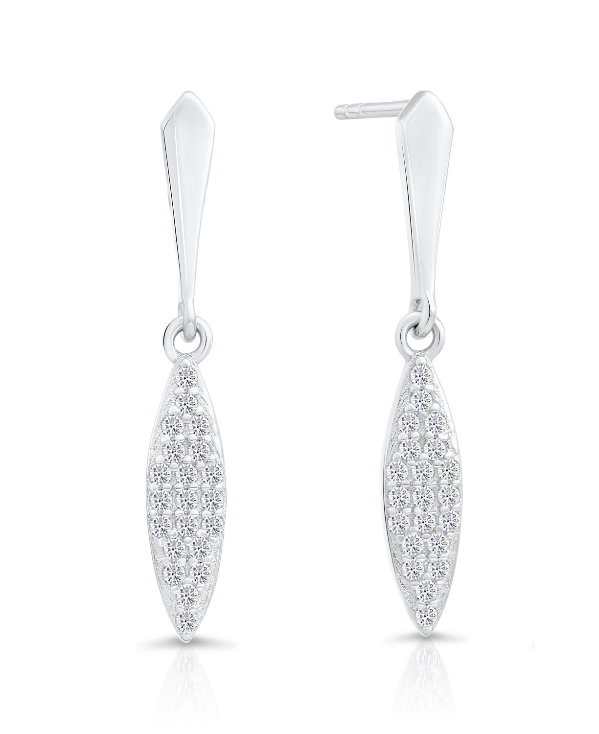 Sterling Silver Willow Leaf Dangle Stud Earrings, Slim Leaf