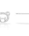 CZ Small Bear Face Stud Earrings in Sterling Silver