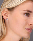 CZ Small Bear Face Stud Earrings in Sterling Silver