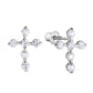 14K White Gold Tiny Cute Cross Stud Earrings