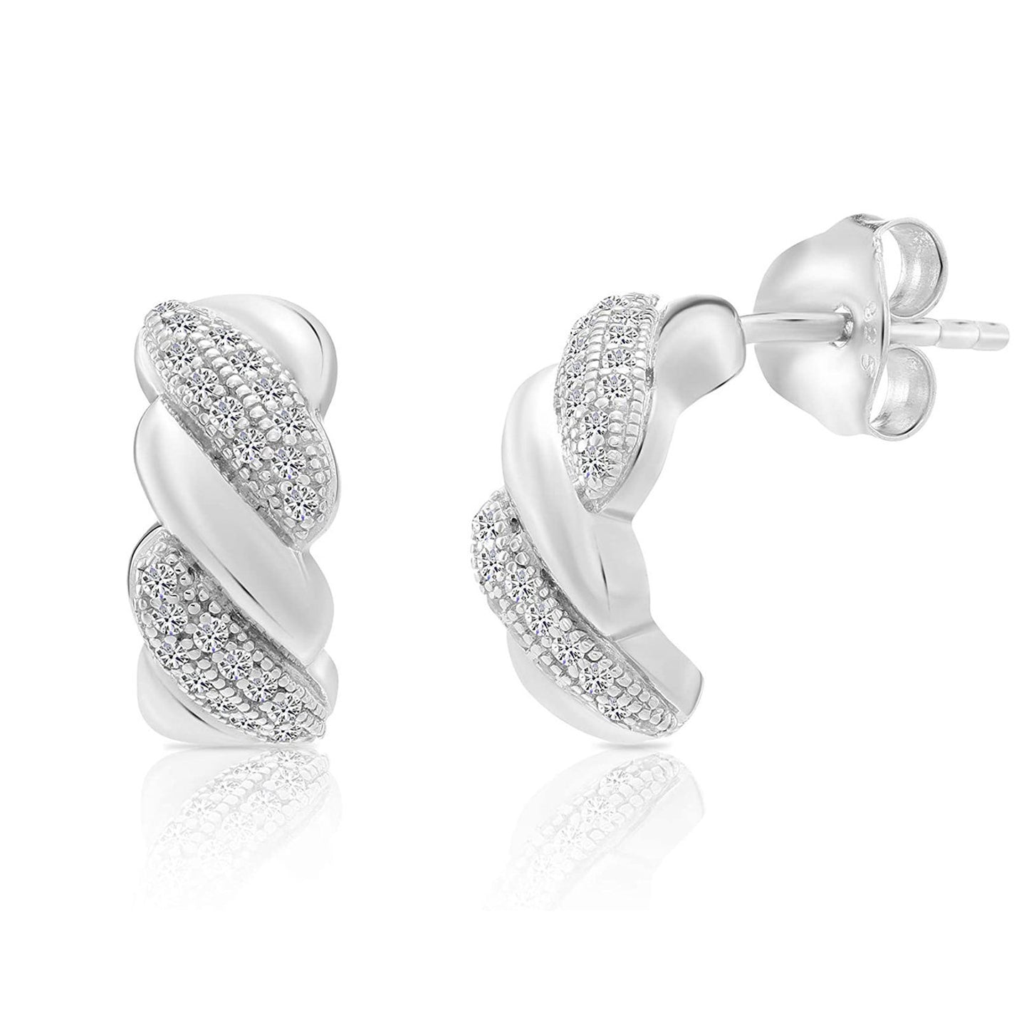 Twisted Rope Stud Earrings in 925 Sterling Silver