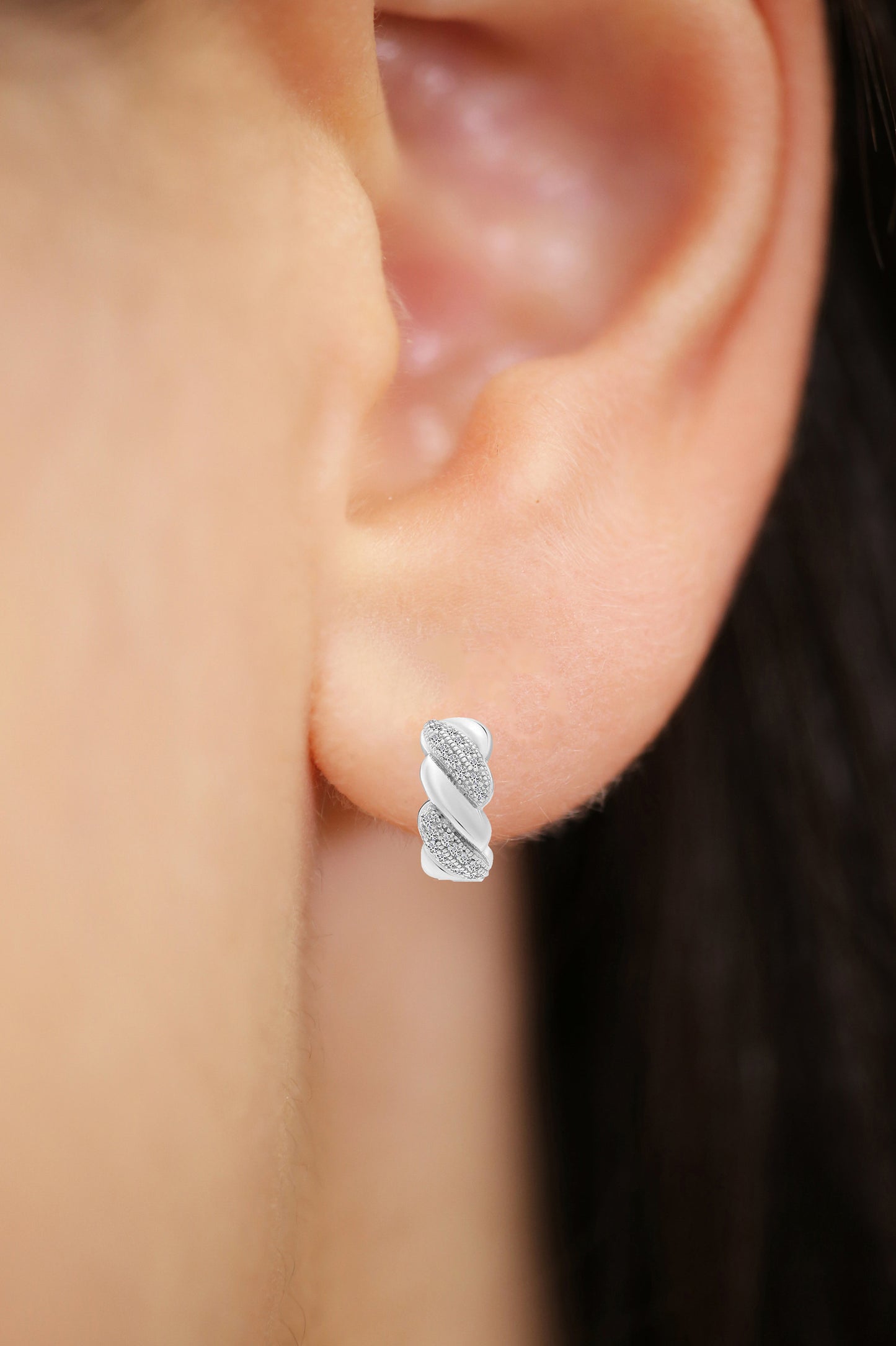 Twisted Rope Stud Earrings in 925 Sterling Silver