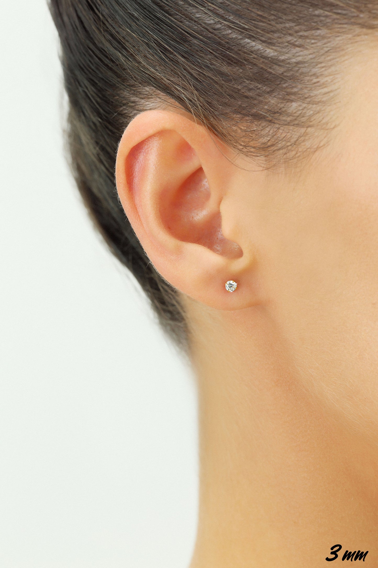 5 Color Set! 14k Solid Yellow Gold Birthstone CZ Stud Earrings, 3mm