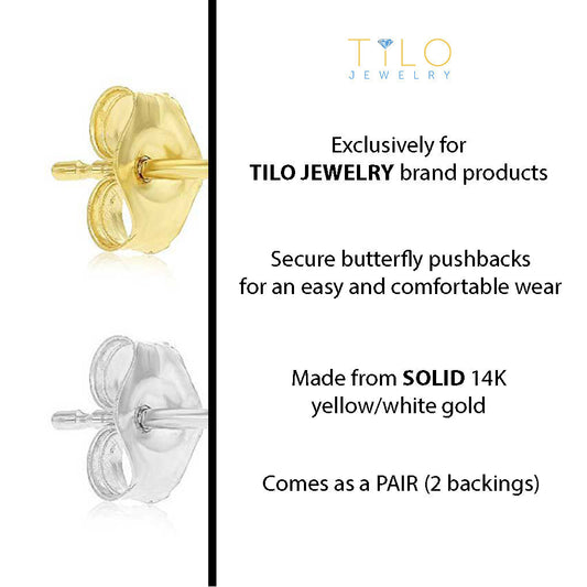 14k Solid Gold Replacement Backings - For TILO JEWELRY BRAND Push Back Earrings