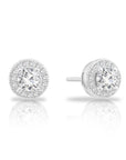 Sterling Silver Solitaire Halo Stud Earrings, 0840