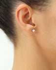 14K White Gold Ball Stud Earrings with Silicone Gold Pushbacks
