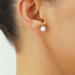 14K White Gold Ball Stud Earrings with Silicone Gold Pushbacks