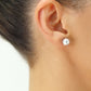 14K White Gold Ball Stud Earrings with Silicone Gold Pushbacks
