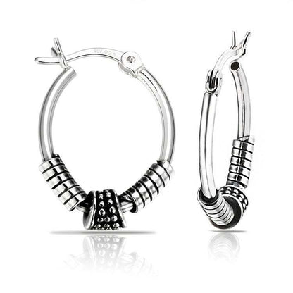 Sterling Silver Bali Style Small Hoop Earrings