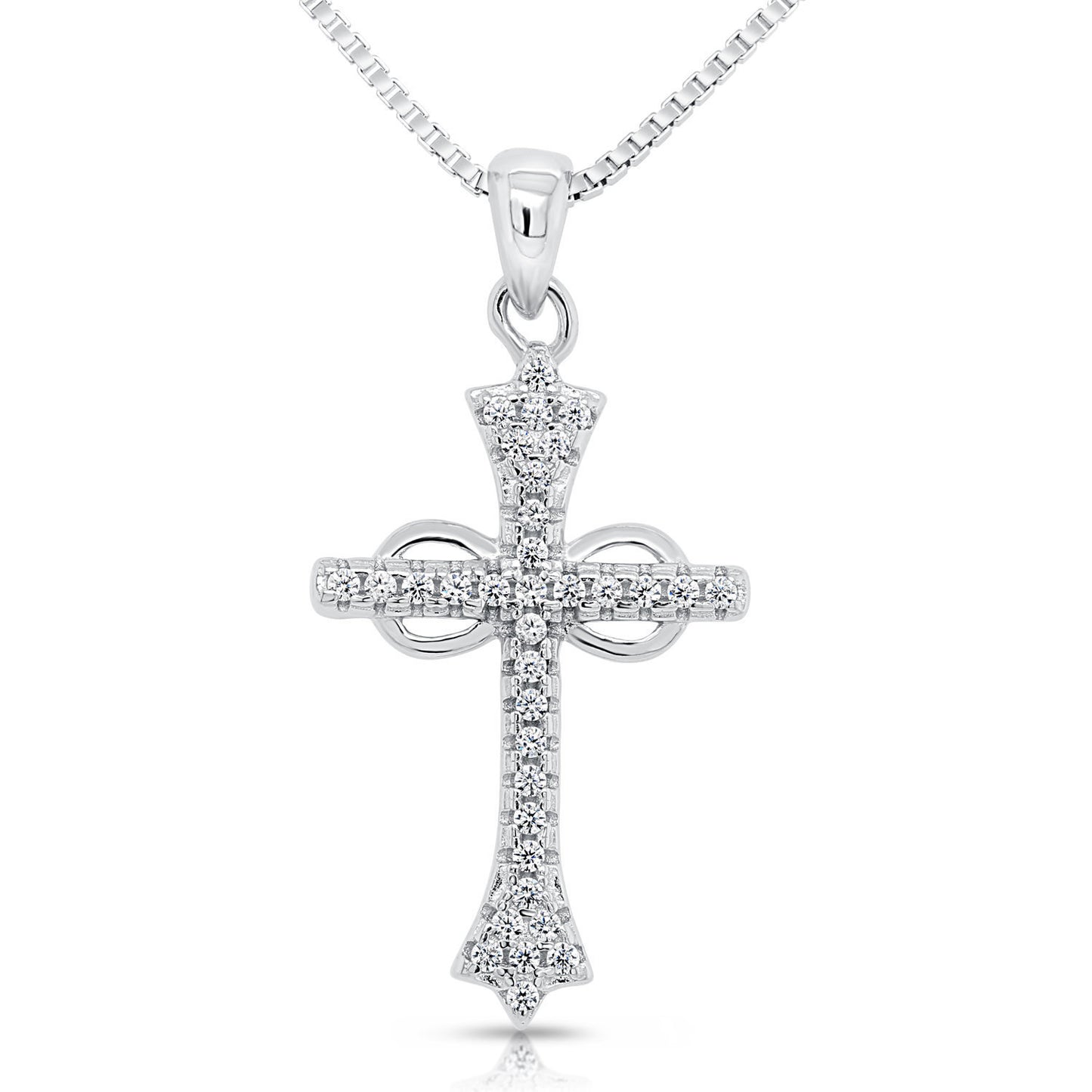 Sterling Silver Infinity Cross Charm Necklace