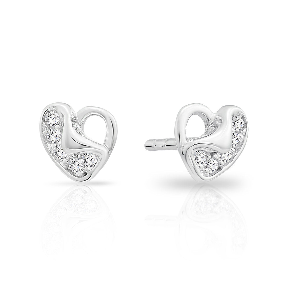 Sterling Silver Small Heart Stud Earrings, 1789