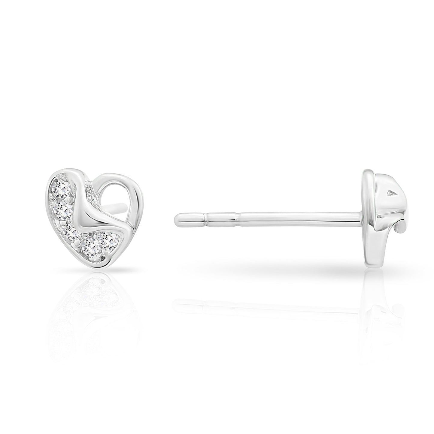 Sterling Silver Small Heart Stud Earrings, 1789