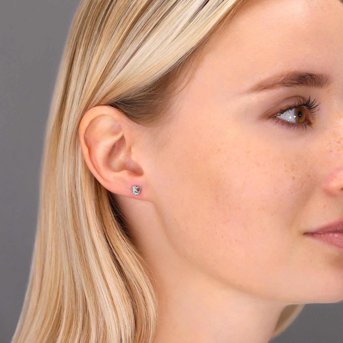 Sterling Silver Small Heart Stud Earrings, 1789