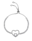 CZ Double Heart Adjustable Bracelet in