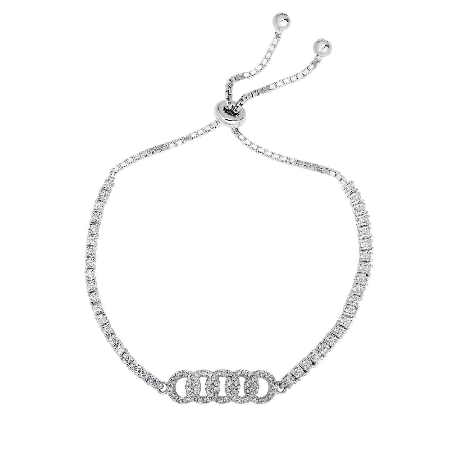 Infinity Bracelet With Cubic Zirconia in 925 Sterling Silver