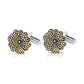 Flower Cuff links in Sterling Silver, Two-tone