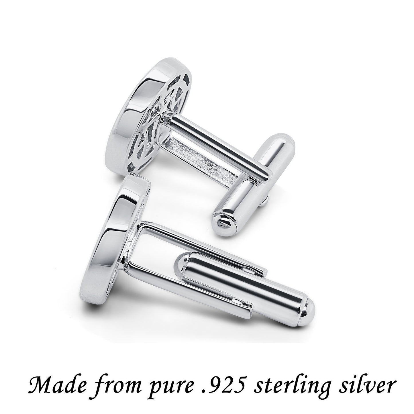 Flower Cuff links in Sterling Silver, Two-tone