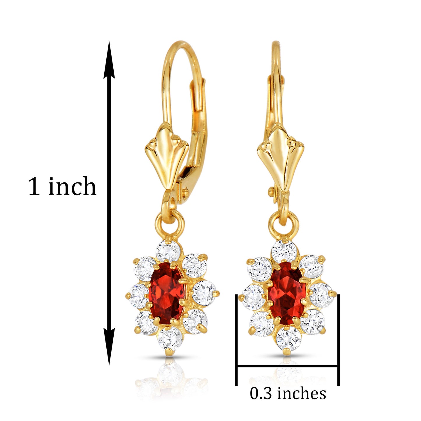 14k Yellow Gold CZ Birthstone Flower Earrings