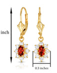 14k Yellow Gold Zirconia Birthstone Flower Earrings, Classy and Elegant Earrings, Available in 12 Colors