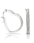 Open Heart Shimmer Hoop Earrings in 925 Sterling Silver