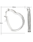 Open Heart Shimmer Hoop Earrings in 925 Sterling Silver