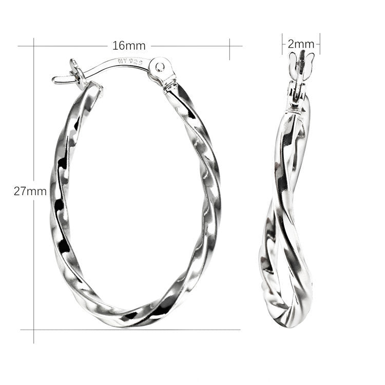 Twisted Round Hoop Earrings in 925 Sterling Silver