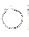 Round Hoop Earrings with Half Diamond Cut in 925 in Sterling Silver