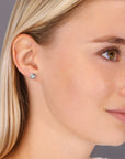 Sterling Silver Round Stud Earrings, Solitaire