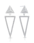 Sterling Silver Double Triangle Dangle Studs