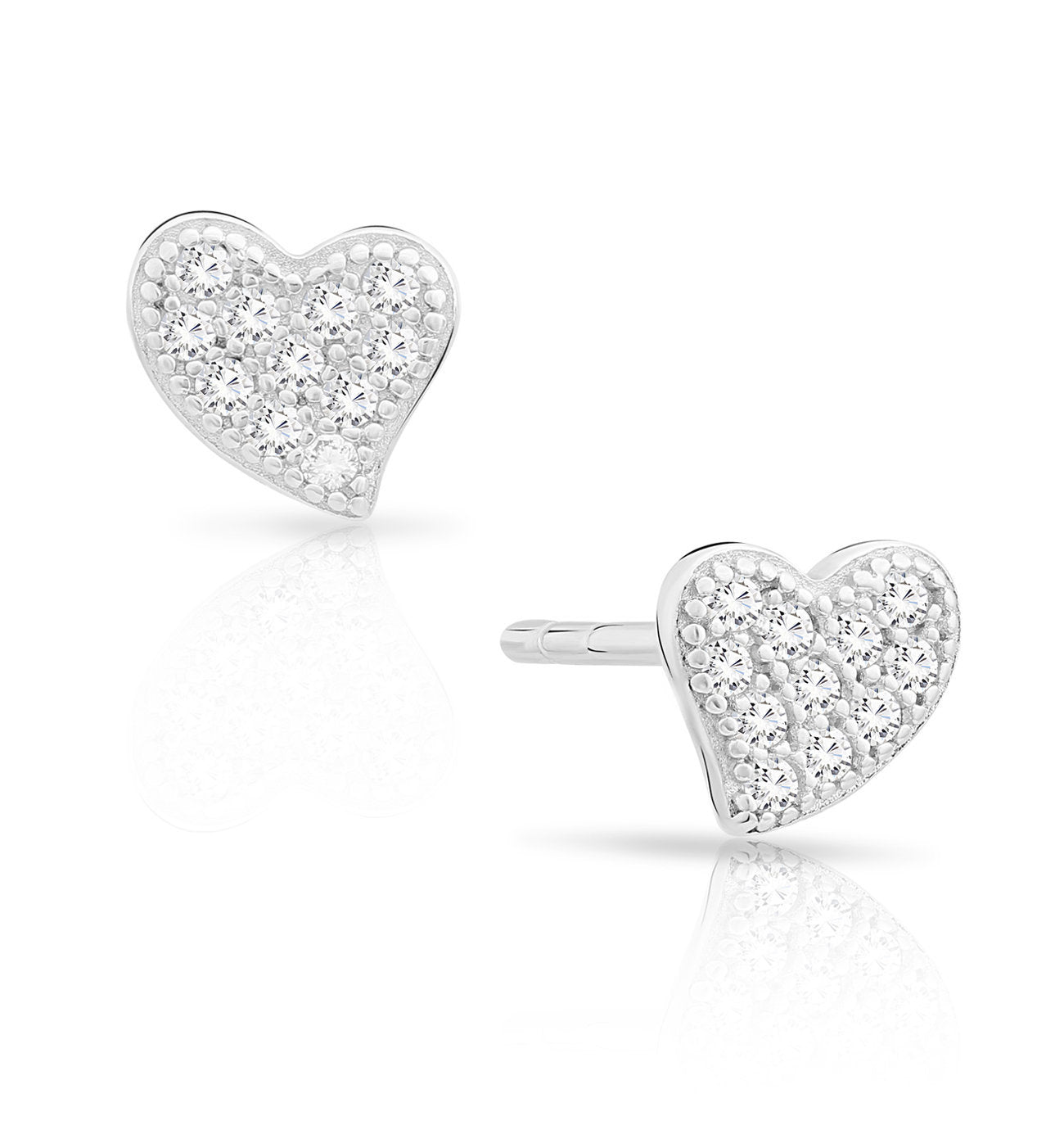 Sterling Silver Curved Heart Stud Earrings