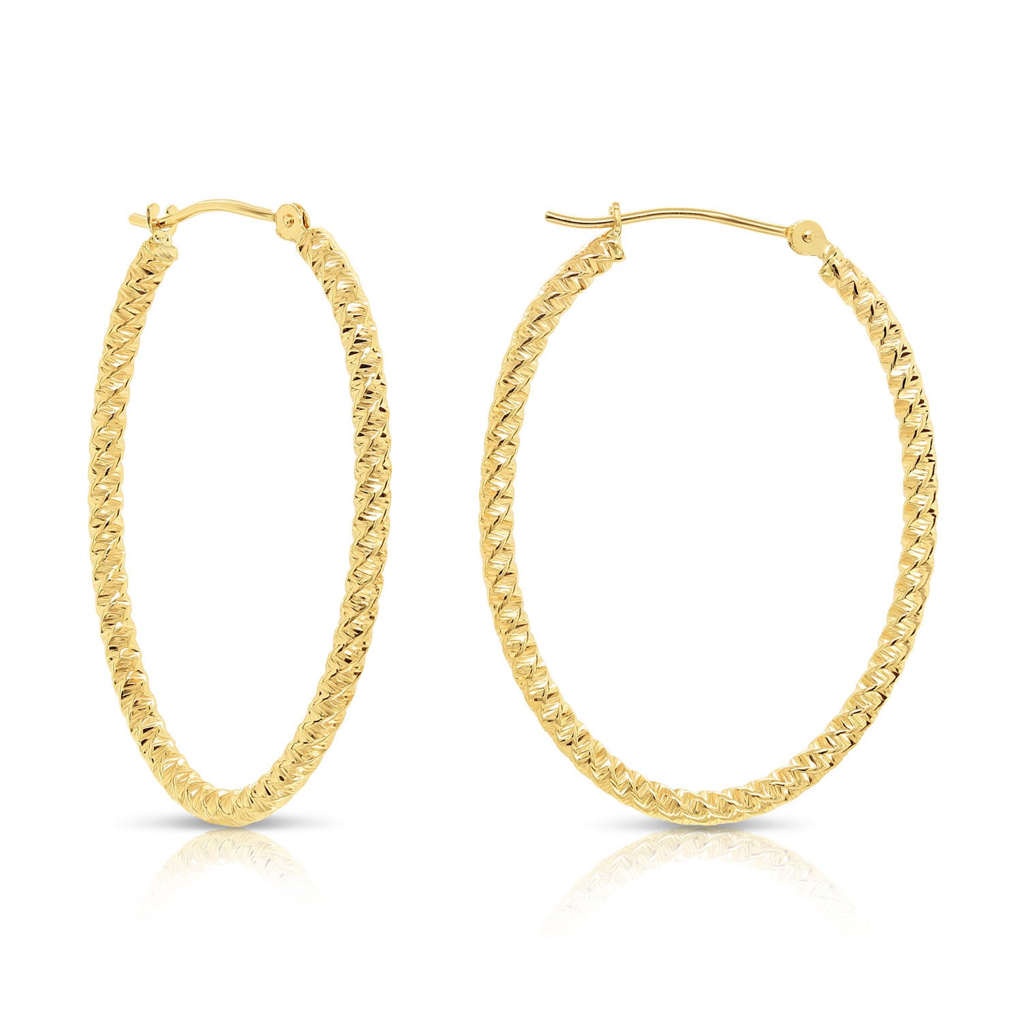 14k Yellow Gold Textured Hoop Earrings, The Twist Collection