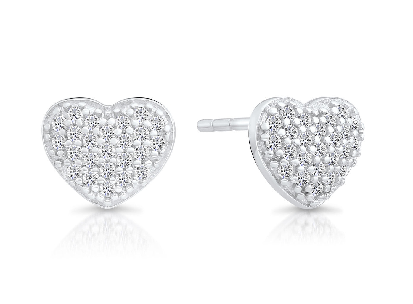 Sterling Silver Small Heart Stud Earrings, 1009