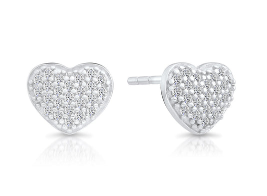 Sterling Silver Small Heart Stud Earrings, 1009