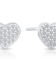 CZ Small Heart Stud Earrings, 1009 in Sterling Silver