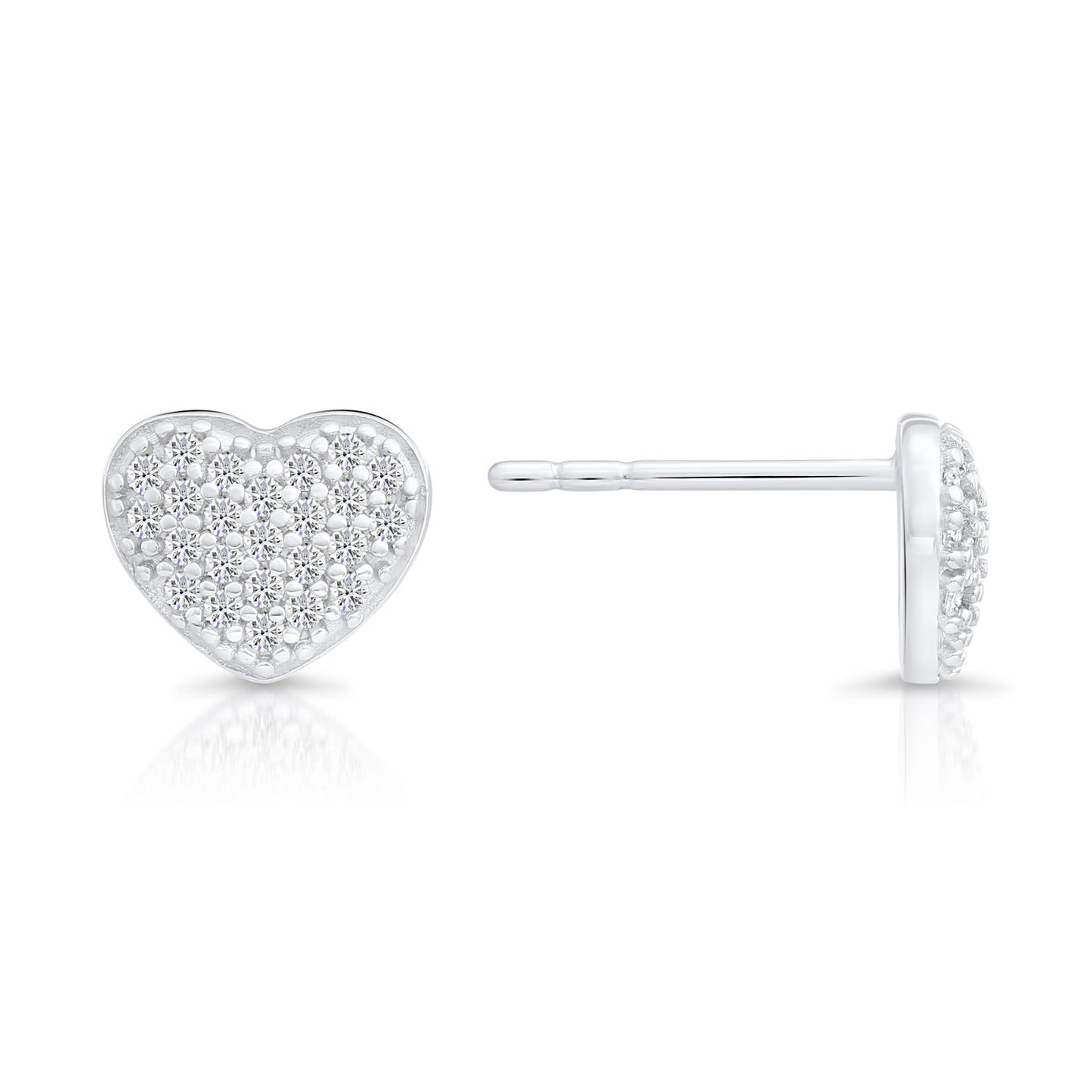 Sterling Silver Small Heart Stud Earrings, 1009