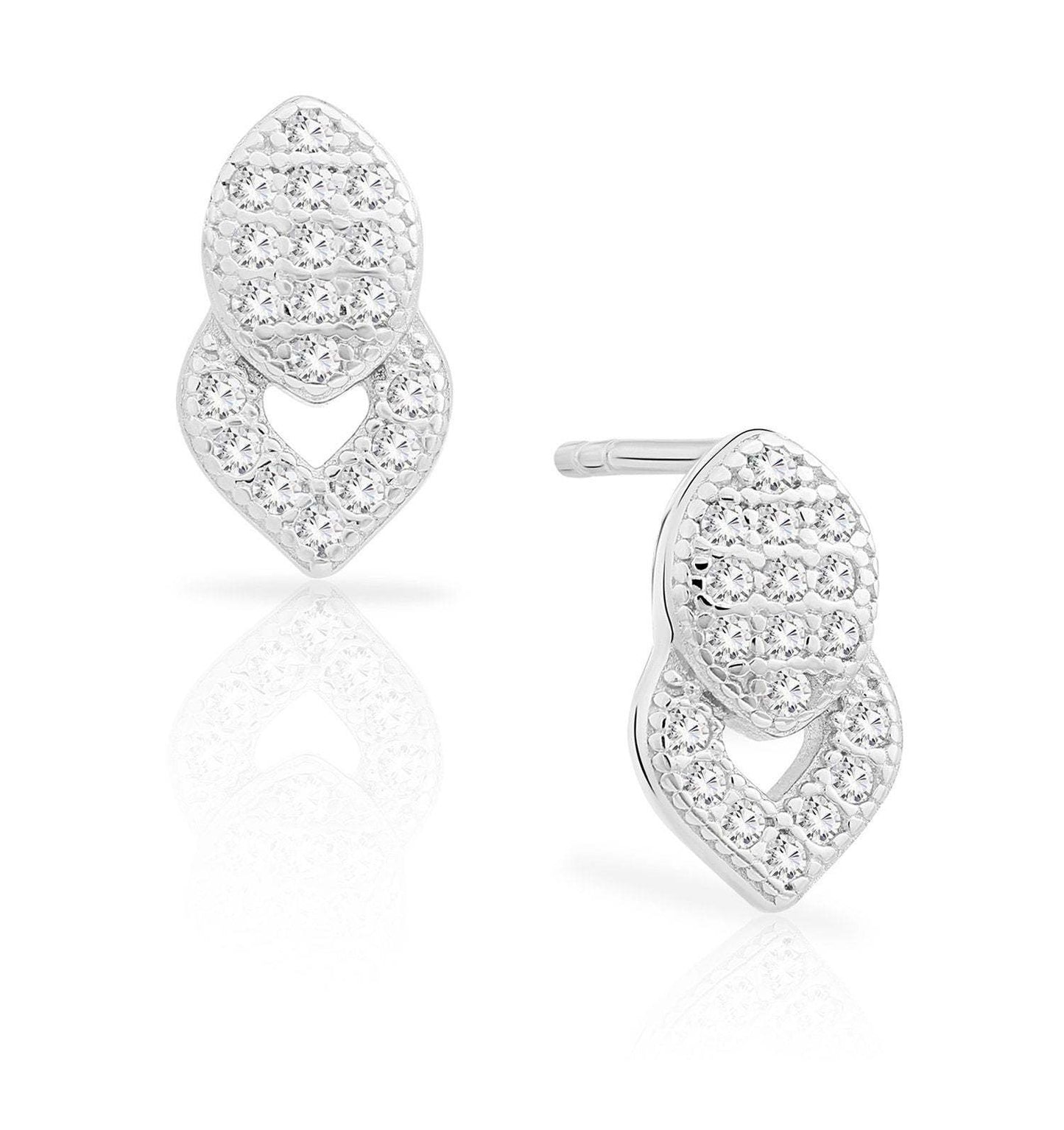 Sterling Silver Double Teardrop Stud Earrings