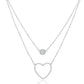 Double Heart Cz Necklace in Sterling Silver