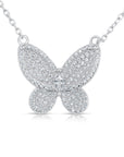 CZ Butterfly Necklace, Adjustable in Sterling Silver