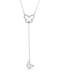 Sterling Silver Long Double Butterfly Necklace
