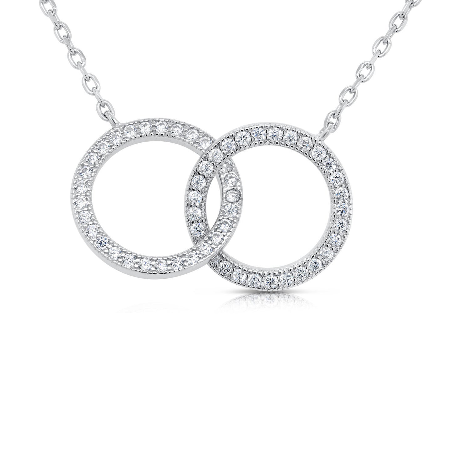 Sterling Silver Double Ring Necklace, 18 Inch