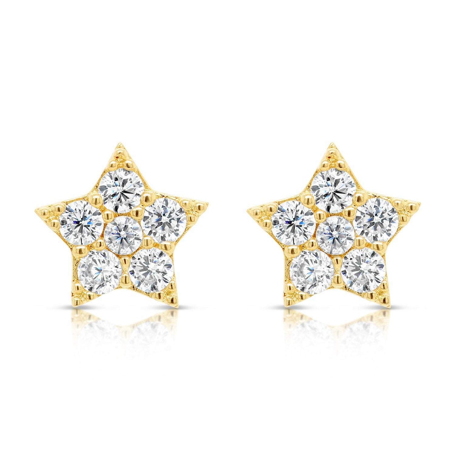 14k Gold Star Shaped Stud Earrings