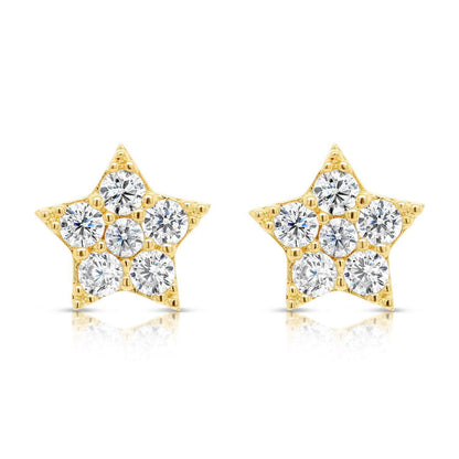 14k Gold Star Shaped Stud Earrings
