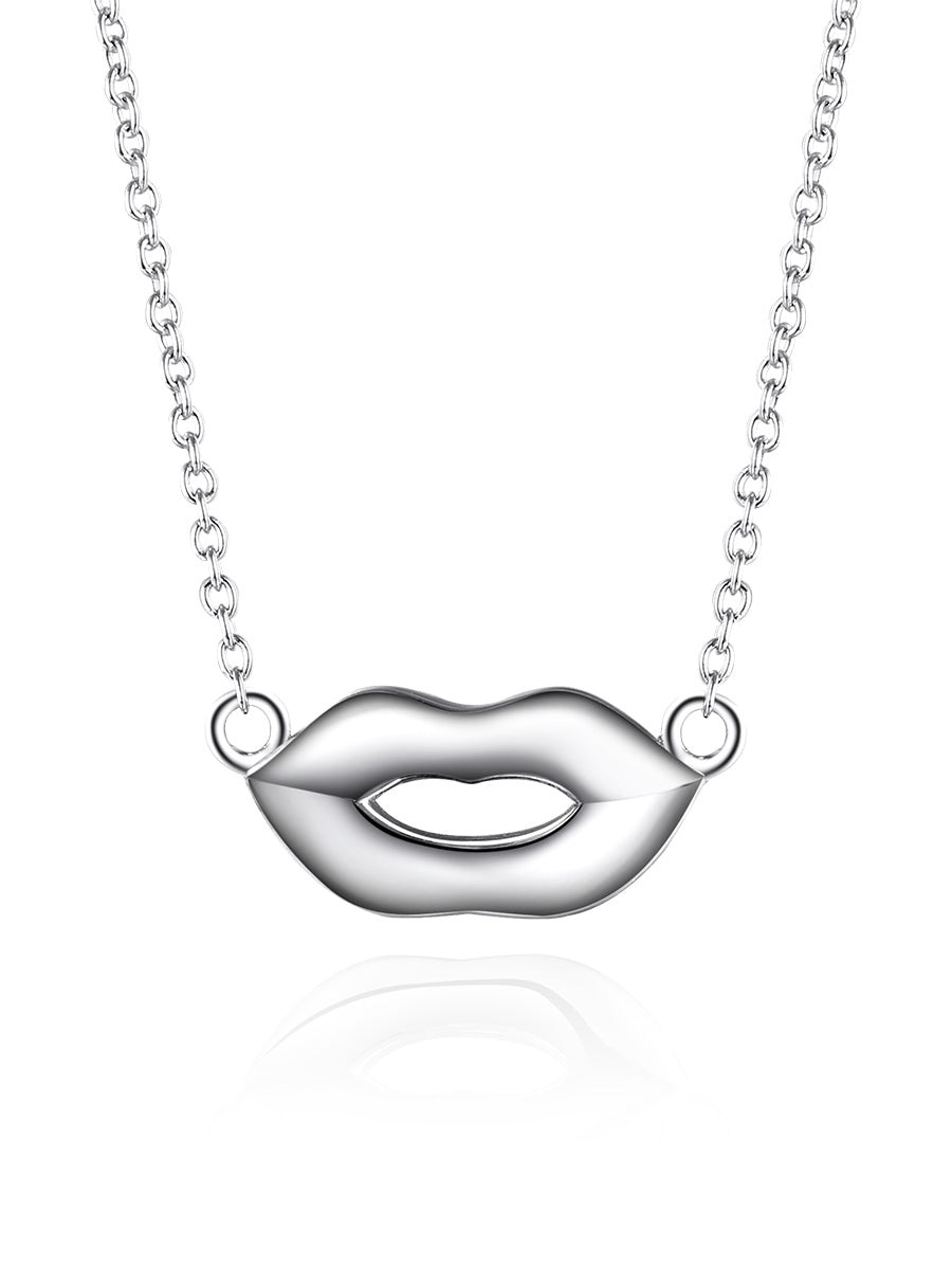 Sterling Silver Lip Shape Adjustable Chain Necklace