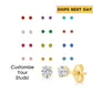 14k Yellow Gold Birthstone Solitaire Stud Earrings, 3mm