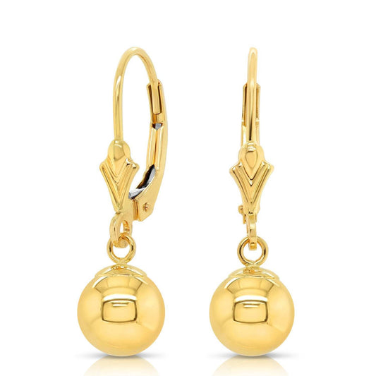 14K Yellow Gold French-back Ball Earrings