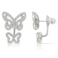 Ear Jacket Double Butterfly Stud Earrings in Sterling Silver