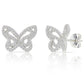 Ear Jacket Double Butterfly Stud Earrings in Sterling Silver
