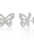 Ear Jacket Double Butterfly Stud Earrings in Sterling Silver